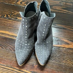 1 state grey suede studded booties.